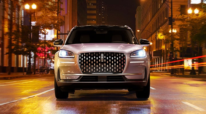 The striking grille of a 2024 Lincoln Corsair® SUV is shown. | Duncan Lincoln in Blacksburg VA