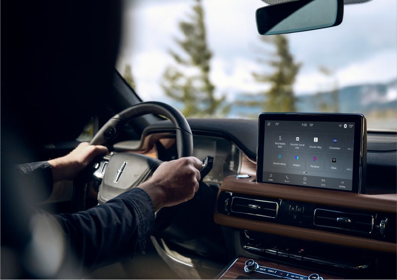 The Lincoln+Alexa app screen is displayed in the center screen of a 2023 Lincoln Aviator® Grand Touring SUV | Duncan Lincoln in Blacksburg VA
